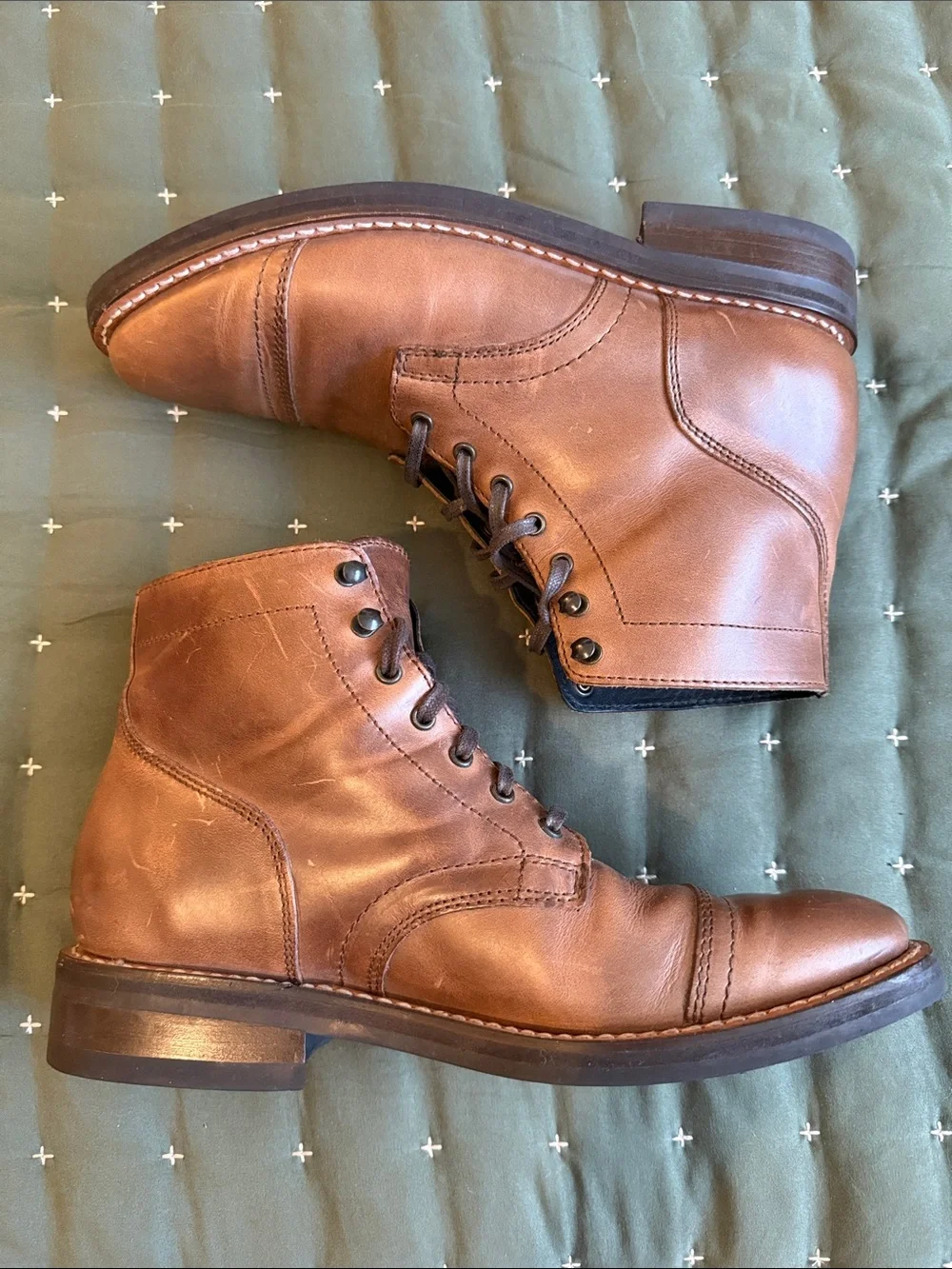 Men’s Thursday Boot Company Brown Leather Cap-Toe Lace-Up Boots
